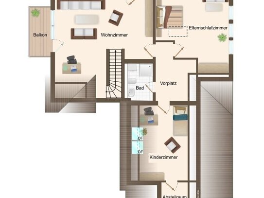 5-Zi.-Maisonettewhg. mit 2 BALKONEN, 2 BÄDER, TIEFGARAGENSTELLPLATZ