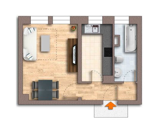 Erstbezug nach Sanierung - 1-Raum-Wohnung - ideal für Singles u. Studenten