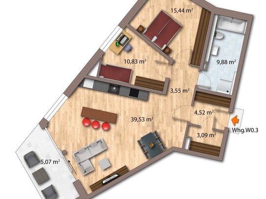 WE 3: Schöne 3-Zimmer-Wohnung mit eigenem Gartenanteil im hochwertigen Neubau