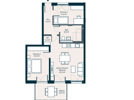 Neubau: Helle 3-Zimmer-Wohnung mit Balkon