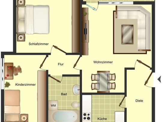 Demnächst frei! Gepflegte 3-Zimmer-Wohnung in der City im Angebot.