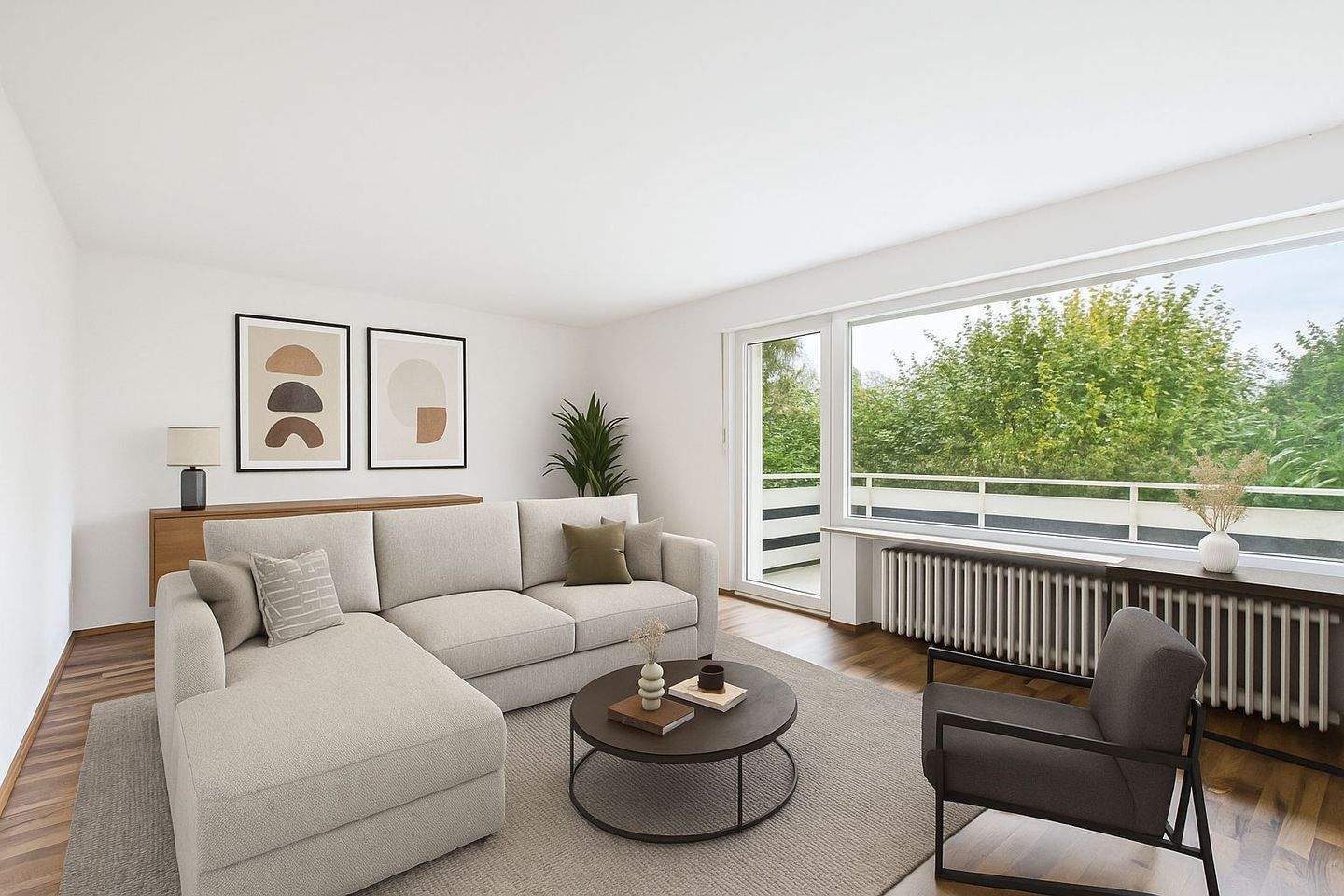 Helles Wohngefühl: Erdgeschosswohnung mit großzügigen Fensterfronten, Balkon und Stellplatz