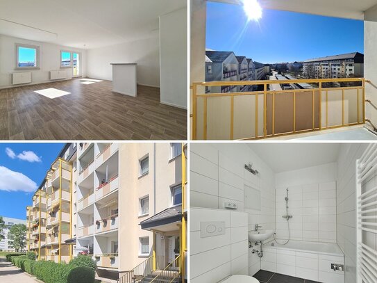 renovierte Balkonwohnung mit großzügigem Wohnzimmer (ca. 30 qm) & modernem Wannenbad