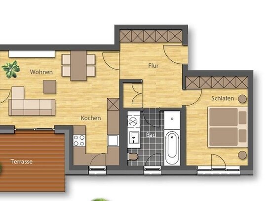 2 Zimmer Wohnung, EG, 66,16m², TG, Kellerabteil