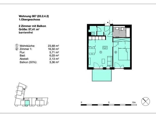 2 Zimmer Wohnung in Hamburg- Lurup inkl. Einbauküche und Stellplatz