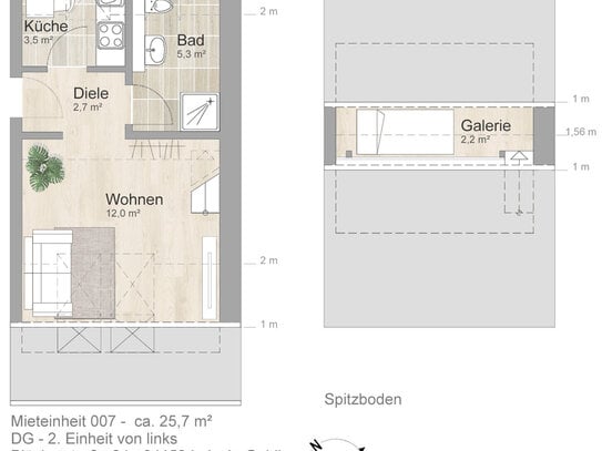 Stillvolle 1-Raum-Dachgeschosswohnung mit Galerie!