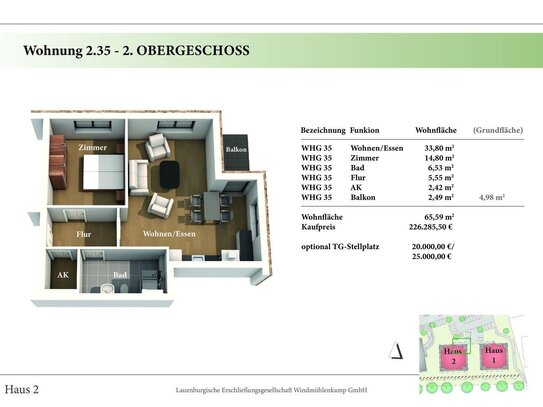 2 Zimmer 2. OG Neubau-Eigentumswohnung 2.35