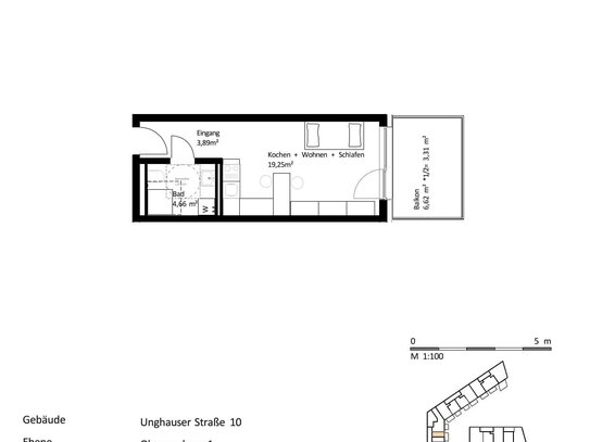 32 m² 1-Zi.-Whg. mit Balkon im Zentrum von Burghausen zum Kauf: EH40-QNG: 5% AfA + 5% Sonder-AfA & 150.000 € KfW-Kredit