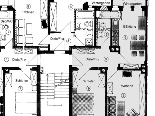 2-Raum-Wohnung mit Wintergarten