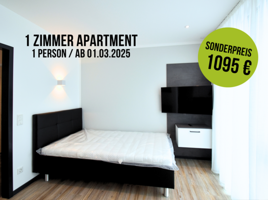 Möbliertes Studenten-Apartment mit Schreibtisch, 1 Zimmer für 1 Person, zentrale Lage - ab 01.03.2025