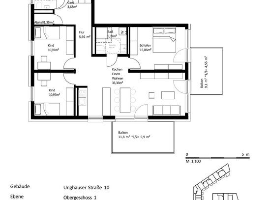 100 m² 4-Zi.-Whg. mit Balkon im Zentrum von Burghausen zum Kauf: EH40-QNG: 5% AfA + 5% Sonder-AfA & 150.000 € KfW-Kredit