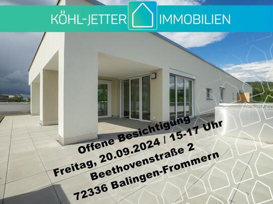 Unverbaubare Aussicht! Hochwertige 4,5-Zi-Dachterrassenwohnung mit TG-STPL in Balingen-Frommern!