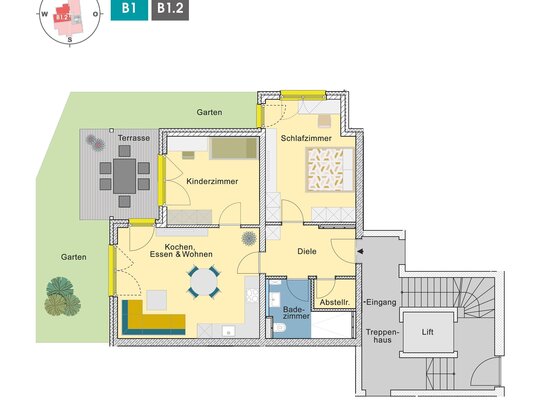 MEISTERSTÜCK | Bestens durchdachte 3 Zimmer Gartenwohnung Aktionspreis | B1.2