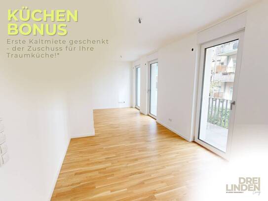 ++ ERSTBEZUG inkl. KÜCHENZUSCHUSS: Stilvolle 2-Zimmer-Wohnung mit Balkon und viel Tageslicht im Wohnquartier DREILINDEN…