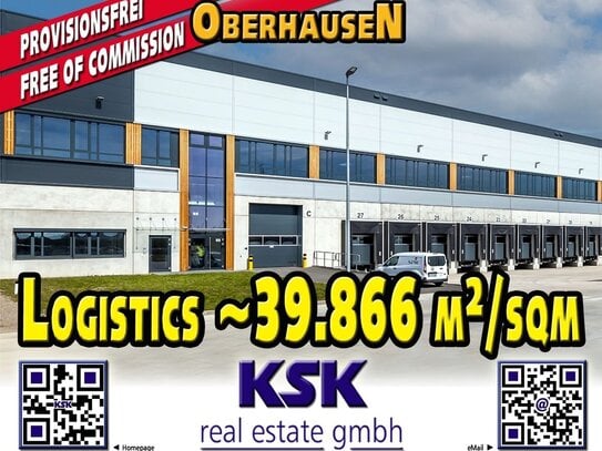 Hallen ~34.643 m²/sqm • Offices ~3.039 m²/sqm • Mezzanine ~2.184 m²/sqm • Teilbar/Divisible