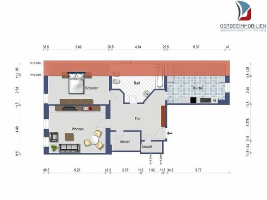 Ab 01.03.2025, 2-Zi. Wohnung mit ca. 93 m², Renoviert, EbKü, Carport