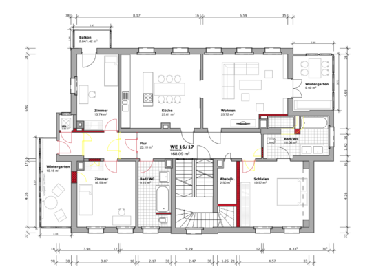 Vermietete Eigentumswohnung mit Balkon und 2 Wintergärten im Gartenhaus. Eigennutzung möglich