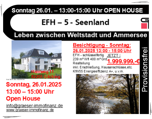 OPEN HOUSE! 26.01 13-15Uhr! EFH für Ihre Familie 400 m² Grundstück