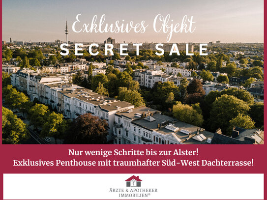 Nur wenige Schritte bis zur Alster! Exklusives Penthouse mit traumhafter Süd-West Dachterrasse!