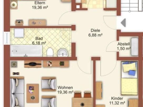 3-Zimmer-Wohnung mit Kfz-Stellplatz in ruhiger Lage von Traunreut