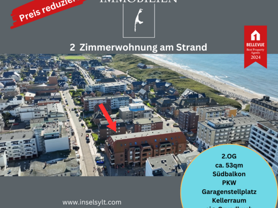 Beste Lage: 2 Zimmerwohung am Strand, mit Garage, Keller, Südbalkon