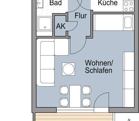 Schicke 1 Zimmerwohnung mit Balkon