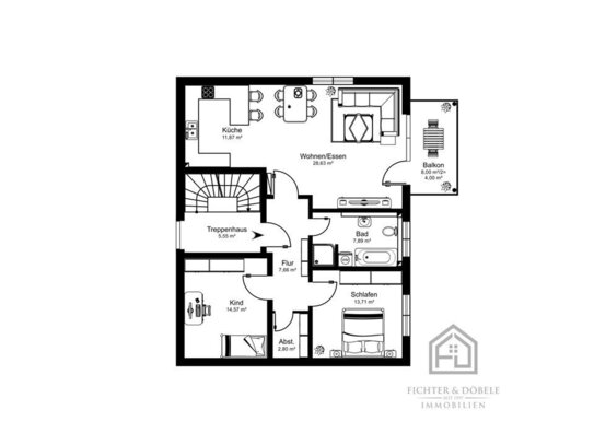 F&D | 3,5-Zimmer-OG-Wohnung mit herrlichem Ausblick - Neubau - schlüsselfertig