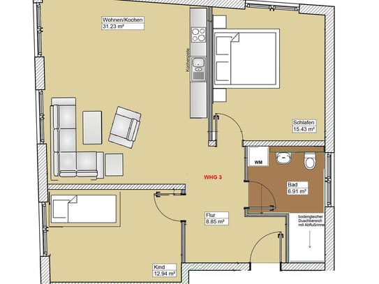 moderne 3-Zimmer-Wohnung, Aufzug, barrierefrei