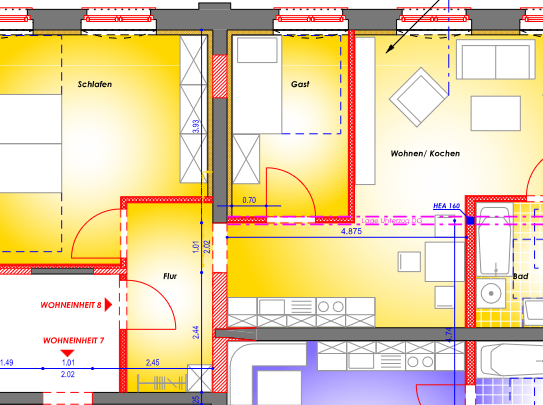 3 Raumwohnung mit Balkon, Pkw-Stellplatz, Abstellraum und Garage