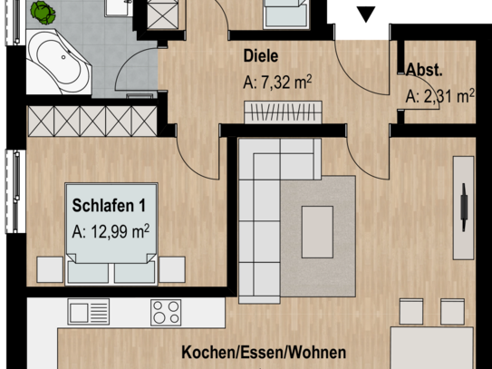 Moderne 3-Zimmer-Neubauwohnung im 1. OG