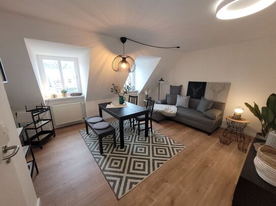 Sehr schöne, helle neu renovierte DG -MAISONETTE WHG 2 Zimmer , MÖBLIERT , Blick auf den Hermann, an Nichtraucher ohne…