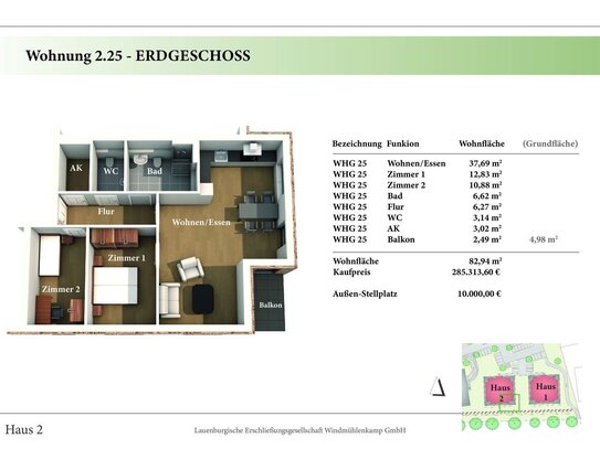 3 Zimmer EG Neubau-Eigentumswohnung 2.25