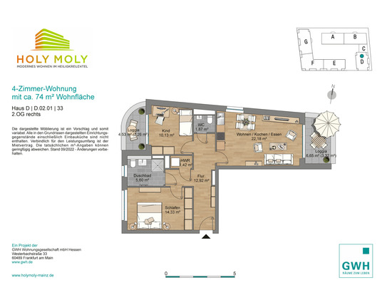 Moderne 4 ZKB Wohnung mit Loggien in Mainz