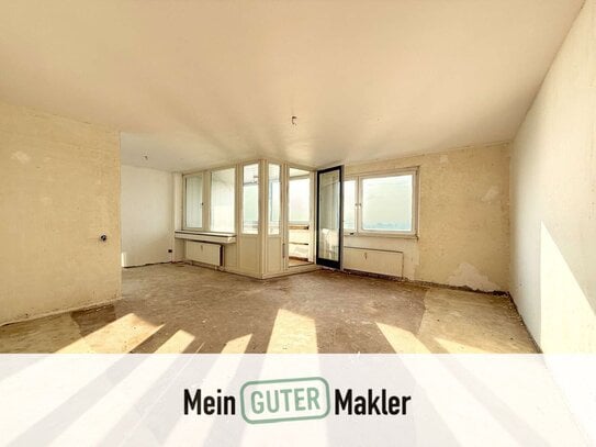 Renovierungsobjekt mit Potenzial: 3-Zimmer-Wohnung mit fantastischem Ausblick im Columbus Center