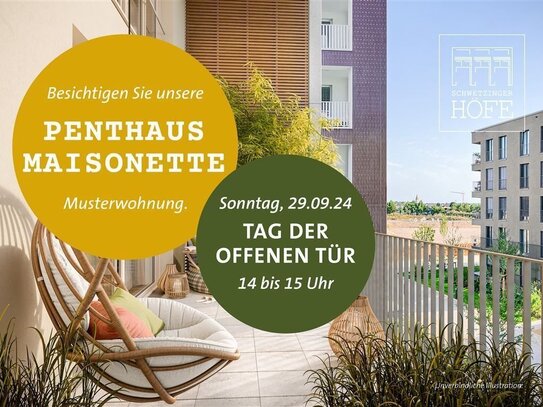 Townhouse-Feeling in der Penthaus-Maisonette: Lichtdurchflutete 4,5-Zimmer-Wohnung mit Loggia.