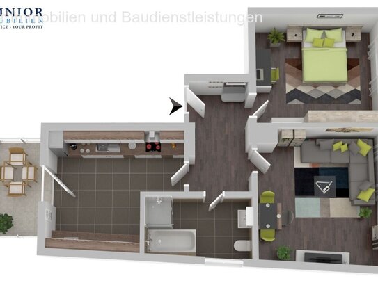 Top 2 Zimmer Wohnung mit Balkon im Herzen von Weiden ** Top **