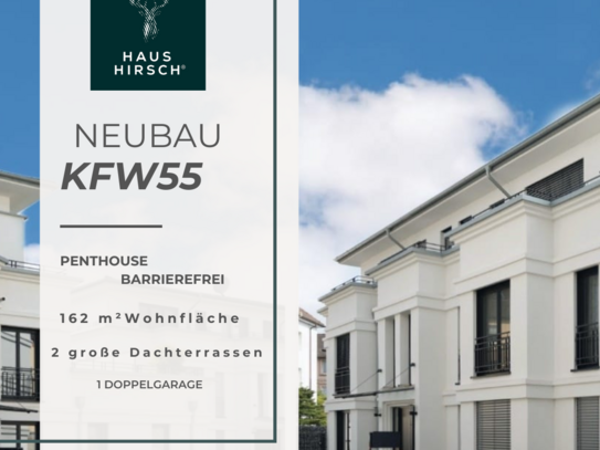 Neubau 162 m²-Barrierefreie Penthouse mit zwei XL-Dachterrassen und moderner Energieeffizienz KFW55