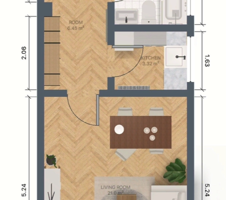 Renovierte 2-Zimmer-Wohnung mit Balkon und EBK in hervorragender Lage in Stuttgart-Stammheim