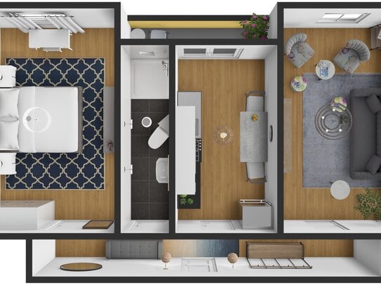 citynahe, hochwertig modernisierte 2-Zi.-Whg mit Balkon • ca. 56 m²