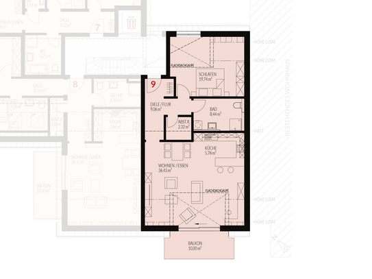 Neubau: 2-Zimmer Dachgeschoss mit Balkon im Kanderhof, Binzen Nr.9