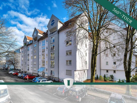 Charmante 1,5-Zimmer-Wohnung mit großem Balkon im gefragten Stadtteil Paradies mit KFZ-Stp.