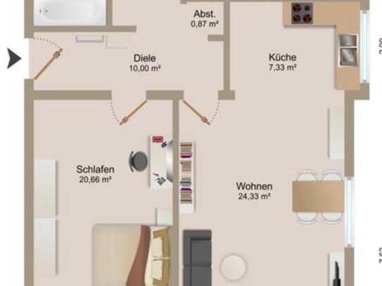 Wohnen in Bad Wörishofen - Kernsanierte 3 Zimmer Wohnung