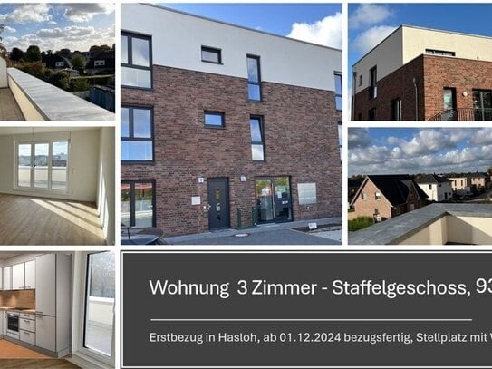 Erstbezug - Staffelgeschoss-Wohnung (3 Zi) mit Dachterrasse und e-Mobilität in Hasloh