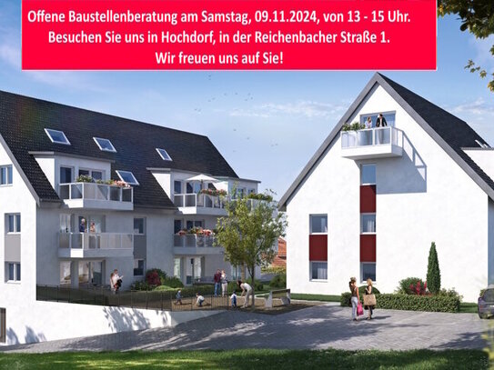 Neubauprojekt in Hochdorf, 4- Zi.-Maisonette-Whg., 1.+2.DG, Balkon, KfW55, Aufzug, Tiefgarage!