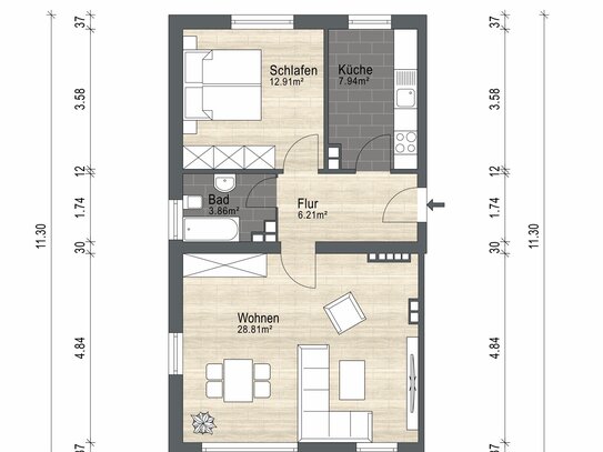 Renovierte 2 Zimmer Wohnung in Nürnberg - Glockenhof