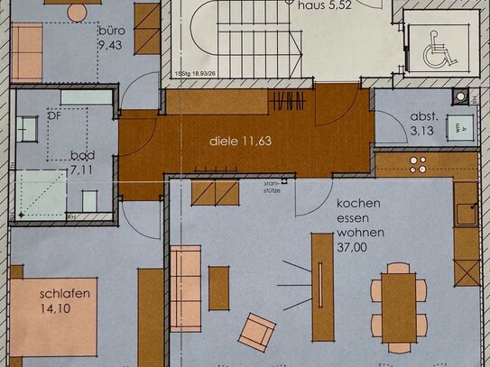 3 Zimmer Penthouse-Wohnung mit Einbauküche in zentraler Wohnlage