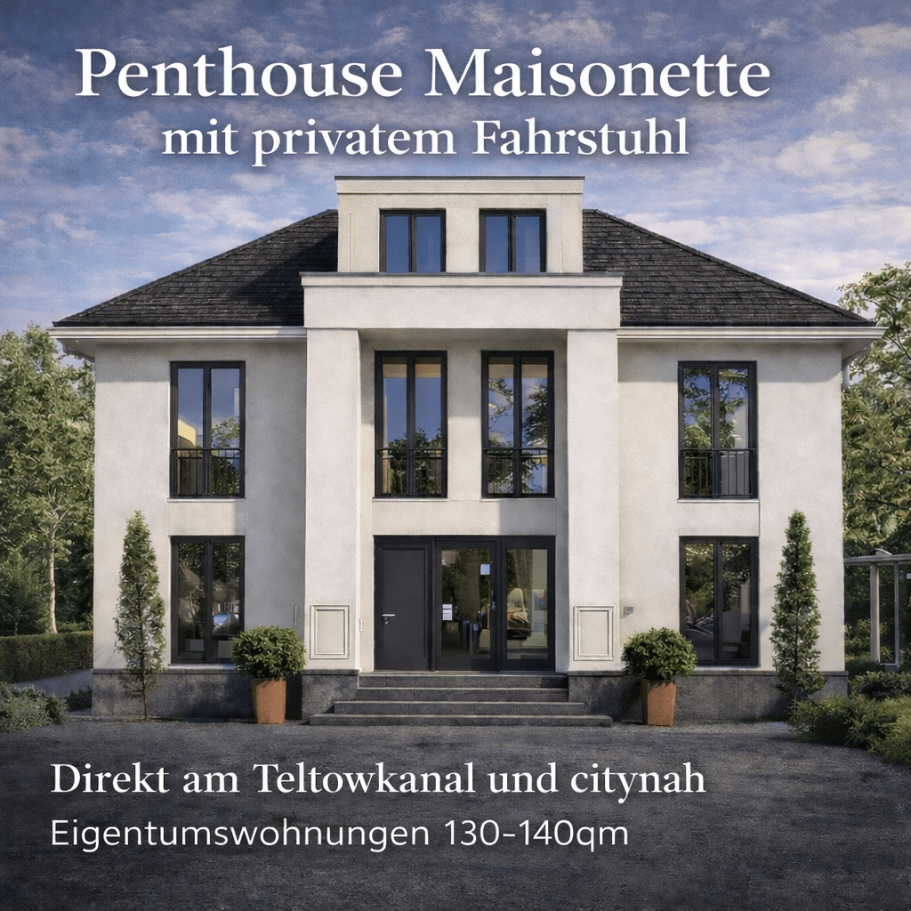 Penthouse-Neubau am Teltowkanal mit Privatlift direkt in die Wohnung - Foto 1