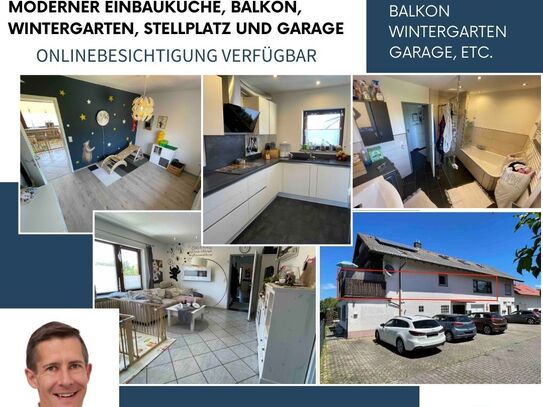 Familienglück mit 4 Zimmern! Modernisierte 4-Zimmerwohnung mit Balkon, Wintergarten und Garage.