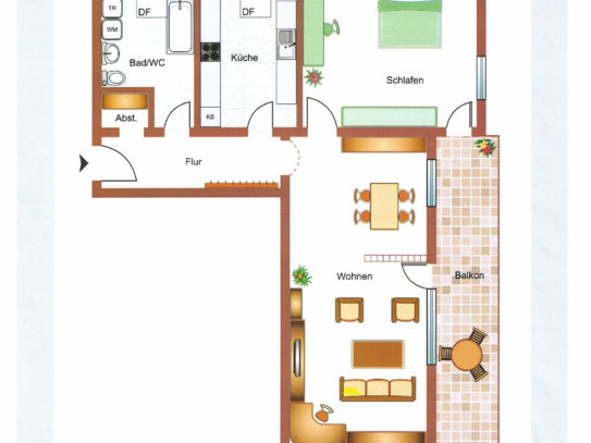 Großzügige, ruhige 2 1/2 Zimmer Dachgeschoßwohnung mit großem Süd-Balkon, auf Wunsch mit einer Einzelgarage