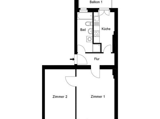 Bezugsfreie 2 Zimmerwohnung mit 2 Balkone & Einbauküche - provisionsfrei-